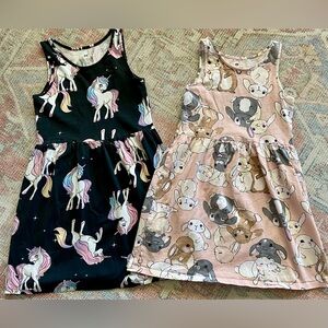 Bundle H&M Girls sz 6x/7 Cotton Dresses Very Good Condition Bunnies & Unicorns
